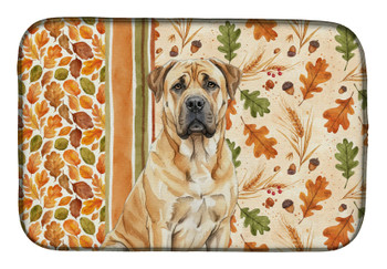 Fawn Boerboel Heirloom Fall Dish Drying Mat Absorbent Dish Drying Mat Pad for Kitchen Counter Dish Drainer Mat for Countertop, 14 x 21", Multicolor