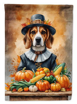 Beagle Thanksgiving House Flag Large Porch Sleeve Pole Decorative Outside Yard Banner Artwork Wall Hanging, Polyester, House Size, Multicolor