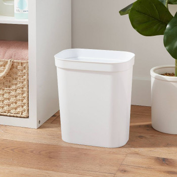 2.5 Gallon Compact Plastic Waste Basket - White, for Bathroom or Kitchen