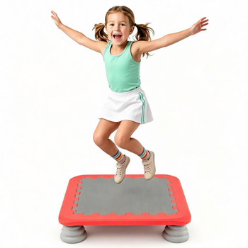 25.5 Inch Kids Mini Trampoline with Non-Slip EVA Jumping Surface, Rounded Edge PU Foam Foot Pads Compact Indoor Outdoor Balance Bounce Toy for Toddlers Ages 3+ Red