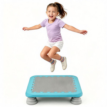 25.5 Inch Kids Mini Trampoline with Non-Slip EVA Jumping Surface, Rounded Edge PU Foam Foot Pads Compact Indoor Outdoor Balance Bounce Toy for Toddlers Ages 3+ Blue