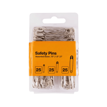 75pc Craft and Quilting Safety Pins: Steel Silver Pins for Sewing and Multipurpose Use