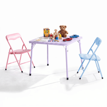 Kids PicnicTableand 2 Chairs Set, FoldableTablefor Backyard, Camping and Crafts, Pastel