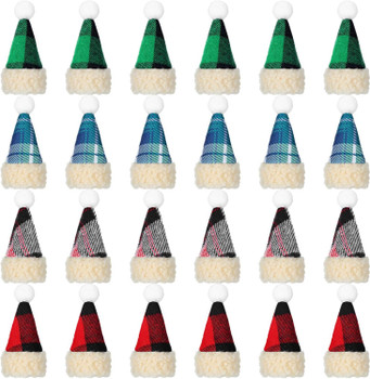 24 Pcs Mini Santa Hats for Crafts Small Christmas Knit Hat Tiny Snowman Hats Wine Bottle Cover Holder Santa