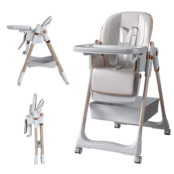 Adjustable Baby High Chair 0-6 Years – Portable Infant Feeding Seat with Safety Belt, Silent Lockable Wheels & Easy-Clean Design for Home, Dining, Living Room, Bedroom (White)