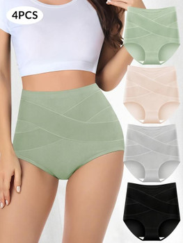 High Waist Underwear Butt Lift Full Briefs Set Tummy Control 4 Pack Panties Knickers for Womens