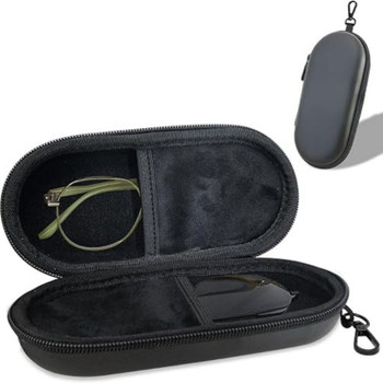 Double Eyeglasses Case PU Hard Shell Dual Glasses Case,Multiple Leather Sunglasses Organizer with Clip Double Eyewear Storage for Men Women Travel