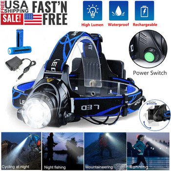 Super Bright 9900000LM Rechargeable Headlamp LED Headlight Head Torch Flashlight(Must Provide A Hazardous Materials Shipping Label For Self-pickup By USPS)