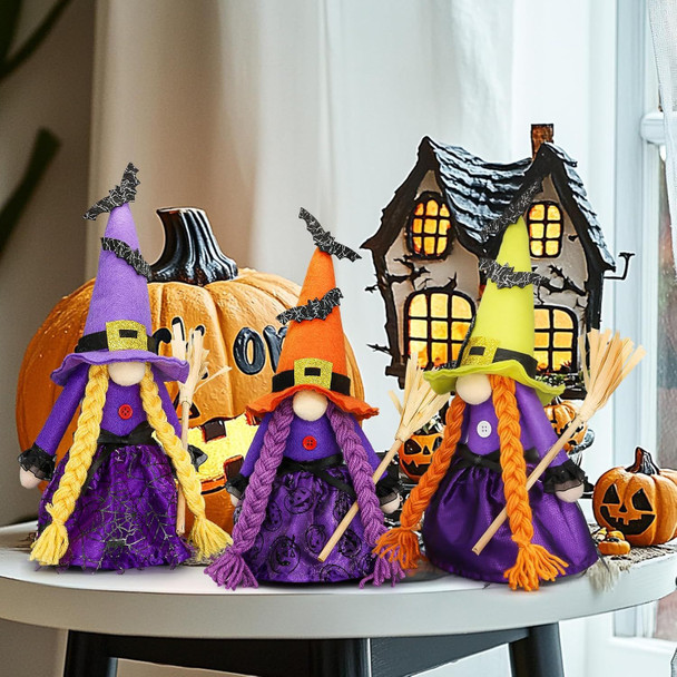 Halloween Decorations - Halloween Decor - 3PCS Witch Plush Gnomes - Cute Hocus Pocus Decorations for Home, Indoor, Office, Table, Party Clearance