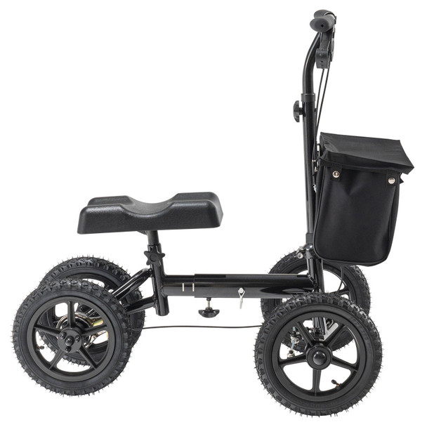 VEVOR Folding Knee Scooter, Aluminum Steerable Knee Walker with Height-Adjustable Handlebar & Knee Pad, 12" All-Terrain Wheels, Dual Brakes, Leg Recovery Scooter for Broken Ankle Foot Injuries, 350LBS