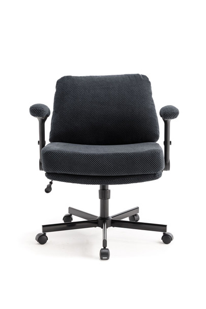 Criss Cross Chair with Wheels and Flip Arms-Comfy Fabric Cross Legged Office Chair with Thick Cushion&Wide Seat, Adjustable Swivel Desk Chair for Home Office, Apartment, Bedroom