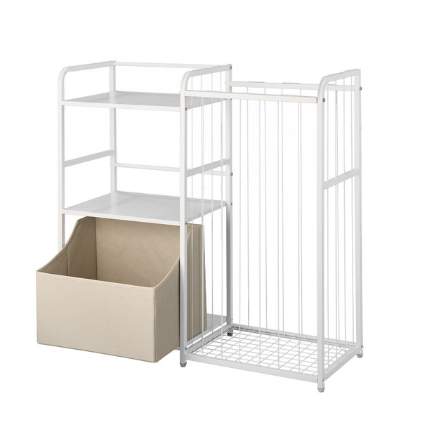 VEVOR Kids Bookshelf and Stuffed Animal Storage, Toy Storage Organizer, 2-Tier Book Shelf with Fabric Toy Chest, Toy Storage for Kids Room, Living Room, Entryway, Nursury, Preschool, White