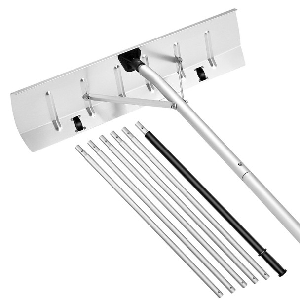 VEVOR Snow Roof Rake, 26 in Aluminum Blade, 7.5-20 ft Adjustable Roof Snow Scraper with Wheels, Anti-Slip Handle Snows Removal Tool, Lightweight House Rooftop Rake for Leaves Debris Removal