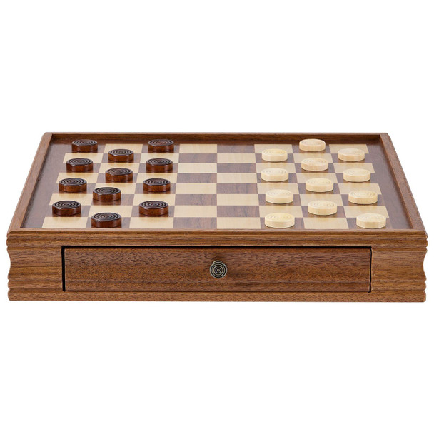 VEVOR Solid Wood Chess Set, 15 inch 2-IN-1 Chess Checkers Game Set, Chess Board Games with Storage Drawer & Weighted Chess Checkers Pieces & 2 Queens, for Adults Kids Tournament Professional Beginner