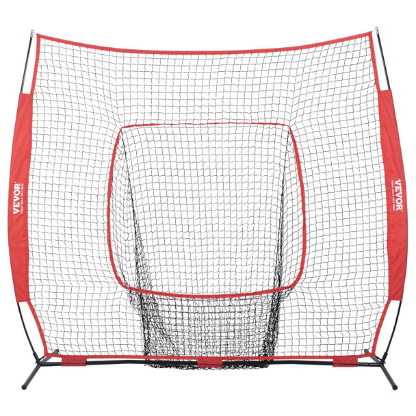 VEVOR 7x7 ft Baseball Softball Practice Net, Portable Baseball Training Net for Hitting Batting Catching Pitching, Backstop Baseball Equipment Training Aids with Carry Bag and Strike Zone