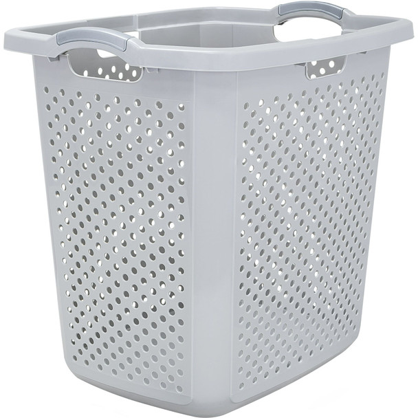 2.5 Bushel Extra Large Plastic Laundry Hamper, Soft Silver, Adult / Tween