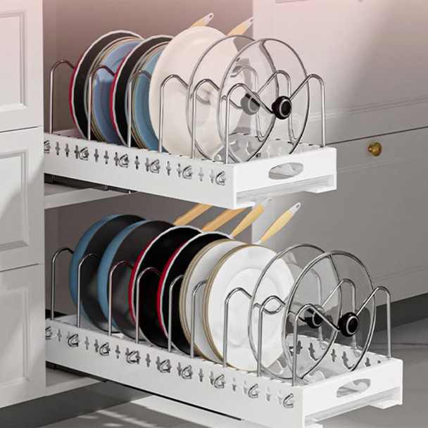 Pull-out pots and pans lid plate draining rack, cabinet built-in draining rack