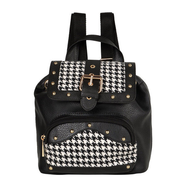 Millie Houndstooth Print Mini Backpack
