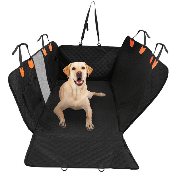 Dog Car Back Seat Cover With Zipper Mesh Window Storage Bags Waterproof 600D Oxford Cloth Car Seat Protector With Slide Flaps For Cars Trucks SUVs