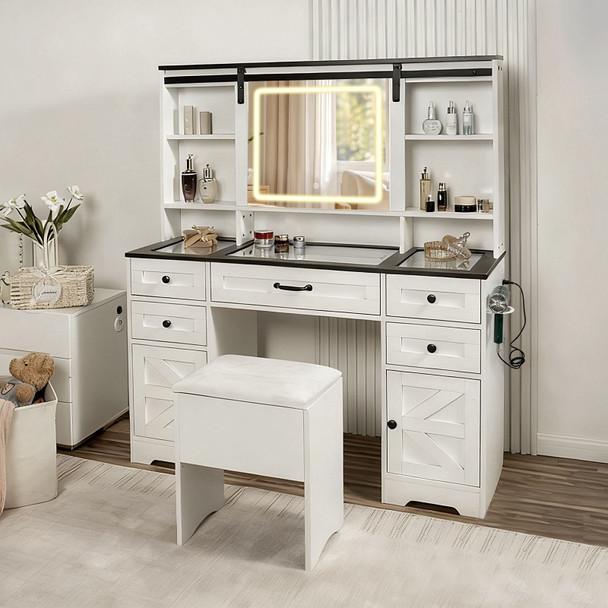 Vanity with Sliding Barn Mirror