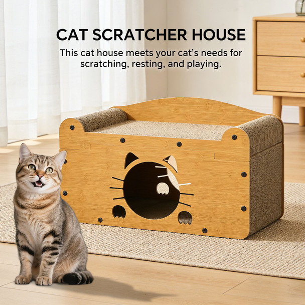 Cat Bed Sofa Large Pet Board Cartoon Bed with Dangling Pendant Cat Sleep Bed Kitten Sofa