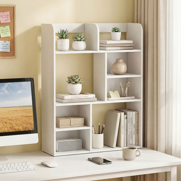 Desktop Display Rack with 8 Open Cubes for Home Office
