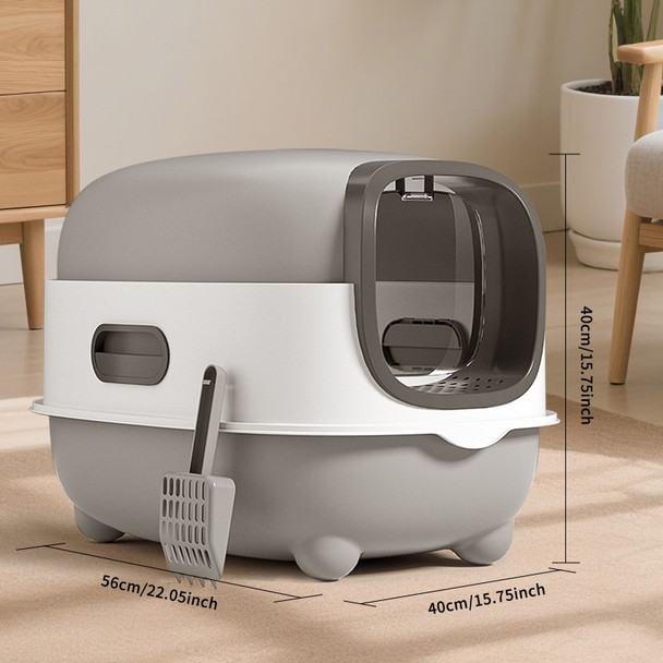 E-type large cat specific litter box, closed and detachable litter box, flip design, odor proof, easy to clean