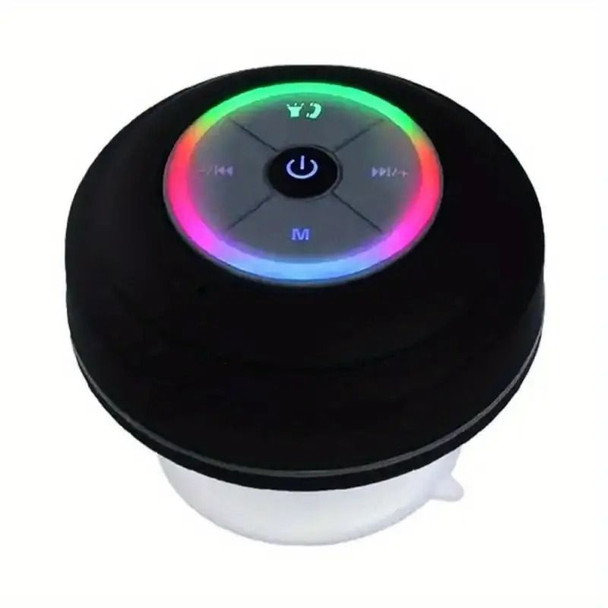 Waterproof Bluetooth Shower Speaker - USB Rechargeable, with Suction Cup Mount, Wireless Bathroom Speaker featuring Clear Audio and Easy Button Control (Black)