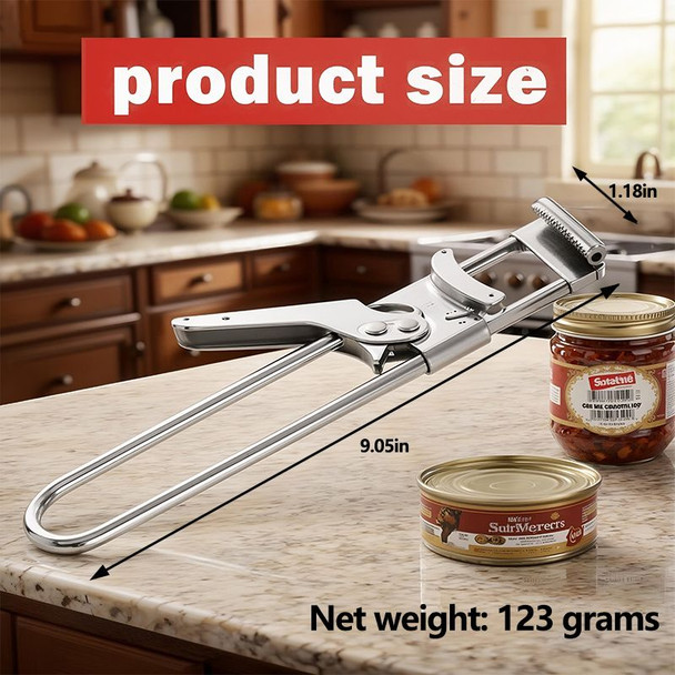 Ergonomic Adjustable Stainless Steel Jar & Can Opener - Effortless Grip for Seniors & Arthritis, Multifunctional Bottle Opener Fits Most Lids, Heavy Duty Kitchen Tool