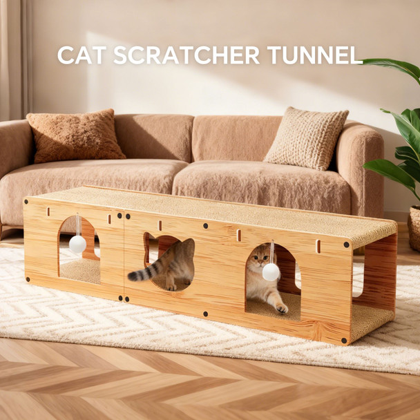 Cat Scratcher Tunnel Scratching Pad Furniture Protection Comfortable Scratch Resistant Interactive Toy Cat