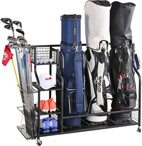 4 Golf Bag Organizer Garage Storage, Extra Large Golf Bag Storage Rack for Golf Bag, Golf Clubs and Golf Accessories, Golf Storage for Garage, Golf Clubs, Basement