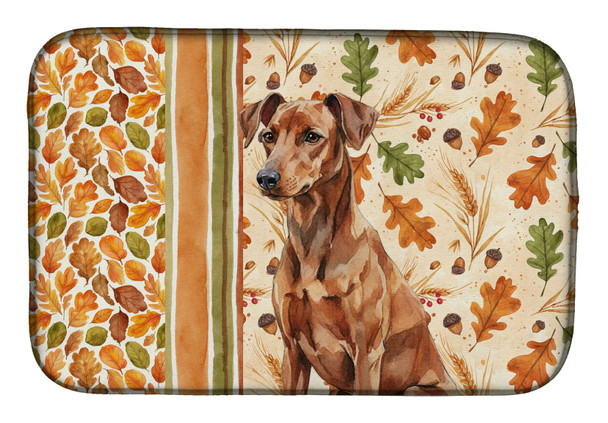 Red German Pinscher Heirloom Fall Dish Drying Mat Absorbent Dish Drying Mat Pad for Kitchen Counter Dish Drainer Mat for Countertop, 14 x 21", Multicolor