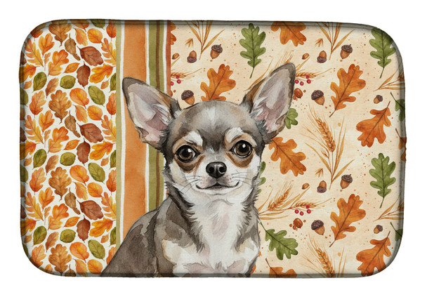 Chihuahua Heirloom Fall Dish Drying Mat Absorbent Dish Drying Mat Pad for Kitchen Counter Dish Drainer Mat for Countertop, 14 x 21", Multicolor