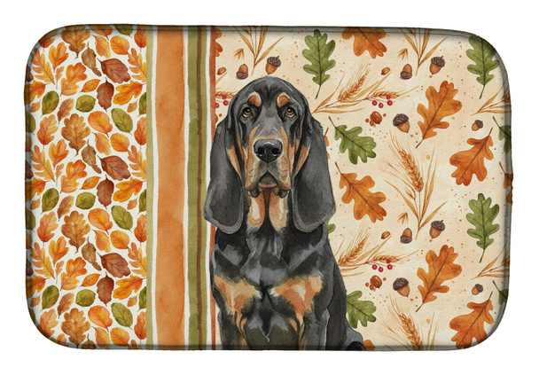 Black and Tan Bloodhound Heirloom Fall Dish Drying Mat Absorbent Dish Drying Mat Pad for Kitchen Counter Dish Drainer Mat for Countertop, 14 x 21", Multicolor
