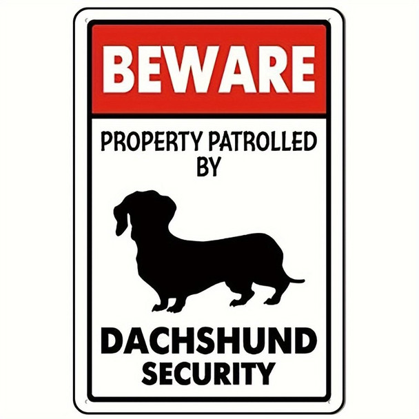 CIFbuy Metal Beware of Dachshund Patrol Property Sign Aluminum Safety Sign Road Tin Sign for Outdoor Cafe Bar Club 8x12 Inches (TikTok, temu pick-up service)