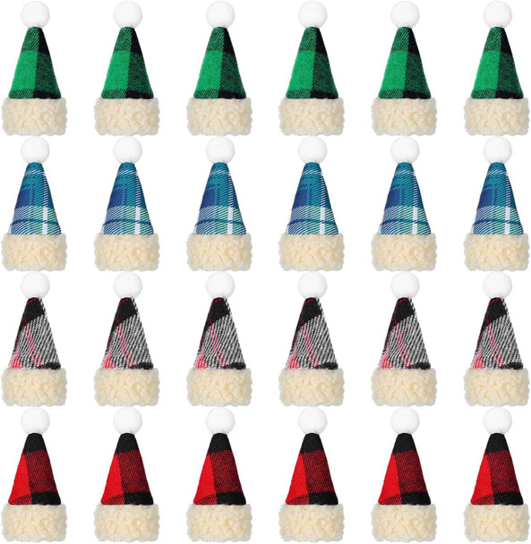 24 Pcs Mini Santa Hats for Crafts Small Christmas Knit Hat Tiny Snowman Hats Wine Bottle Cover Holder Santa