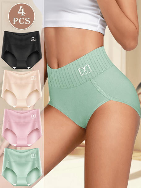 Hot Selling Women's Panties Set Full Briefs 4 Colors Cotton Women Breathable Knickers for 4 Pack