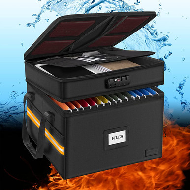 File Box; Fireproof Document Box; with Lock; Upgraded 2 Layer Water ...