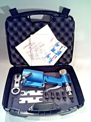 Pneumatic rivet nut tool and case.