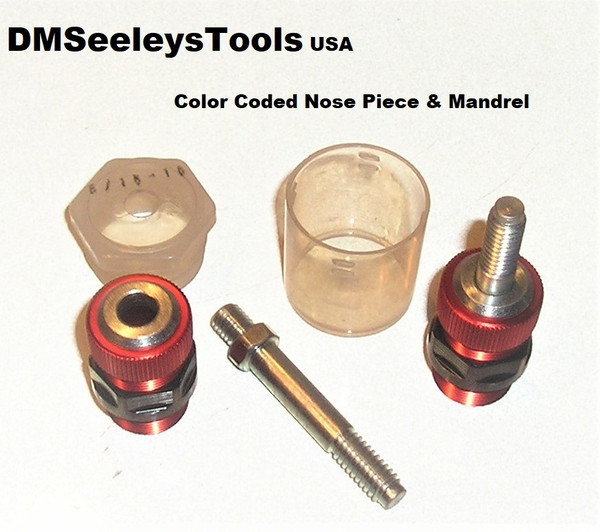 Color Coded Ratchet Rivet Nut tool nose pieces Mandrel's. 