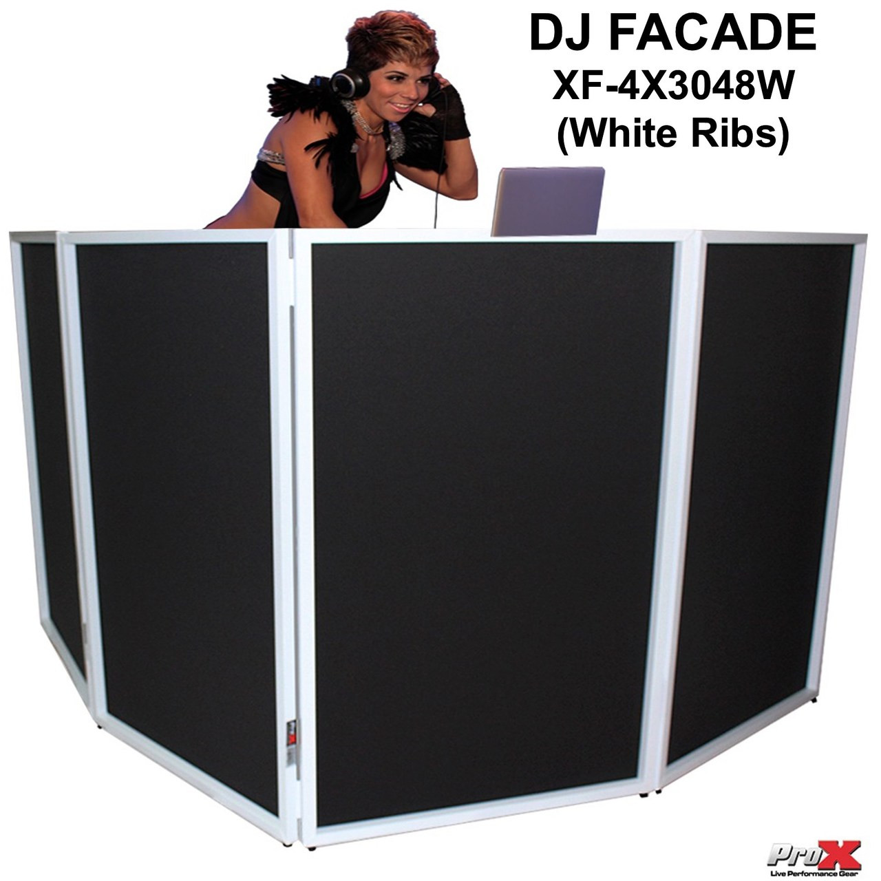 PRO-X XF-4X3048W White Ribbed DJ Facade with Interchangeable Transparent  Black/White Scrims - LightingelStore