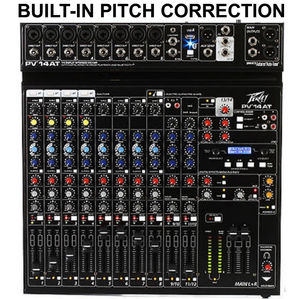 PEAVEY PV14AT Built-In Antares Live Pitch Correction USB FX Mixer