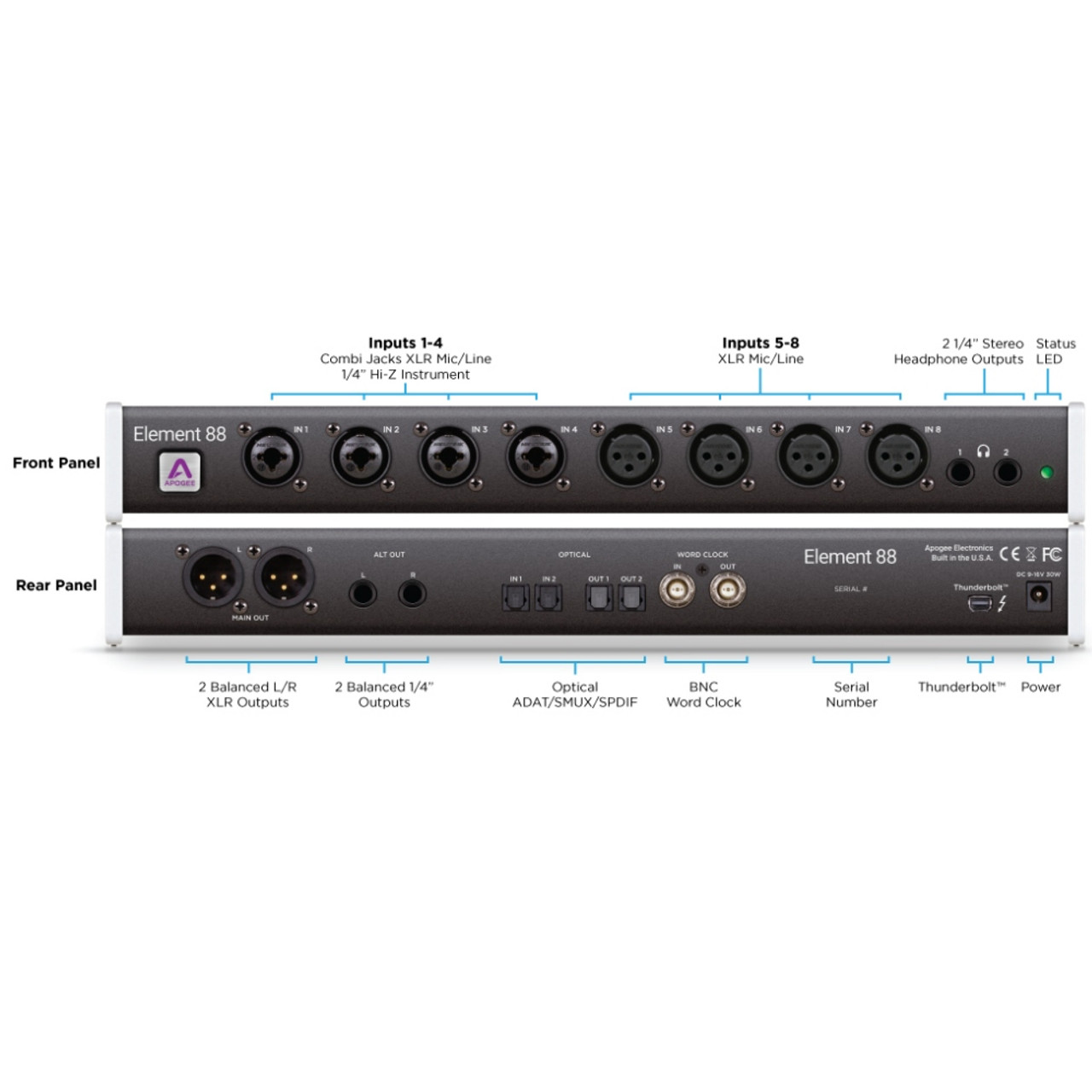 APOGEE ELEMENT 88 Thunderbolt 16 In / 16 Out Interface ...