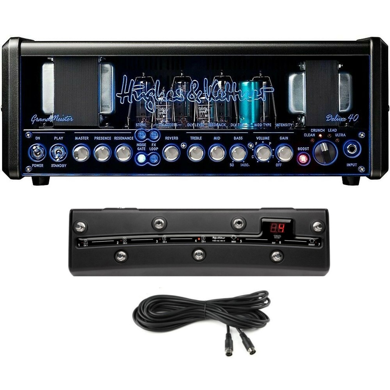 HUGHES & KETTNER GRANDMEISTER DELUXE 40 4-Channel 40W Tube Guitar Head Amp  with MIDI Pedal