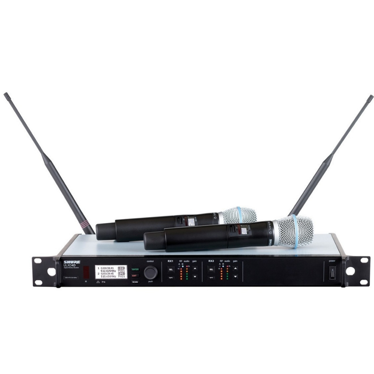 Rackmount　Dual　Wireless　Mic　ULXD24D/B87C-H50　SHURE　Digital　Channel　Dual　System　LightingelStore