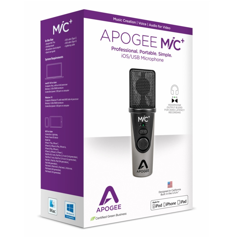 APOGEE MiC+ Mobile Recording USB Microphone for PodCasting with