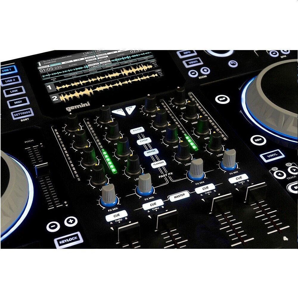 GEMINI SDJ-4000 Dual Deck 4-Channel DJ Controller with V-Case