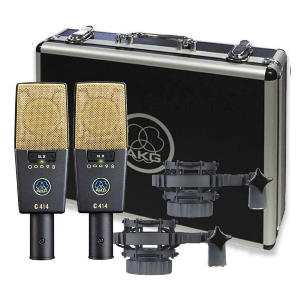 AKG C414-XLII/ST Large Diaphragm Matched Pair Studio Mic with Pop