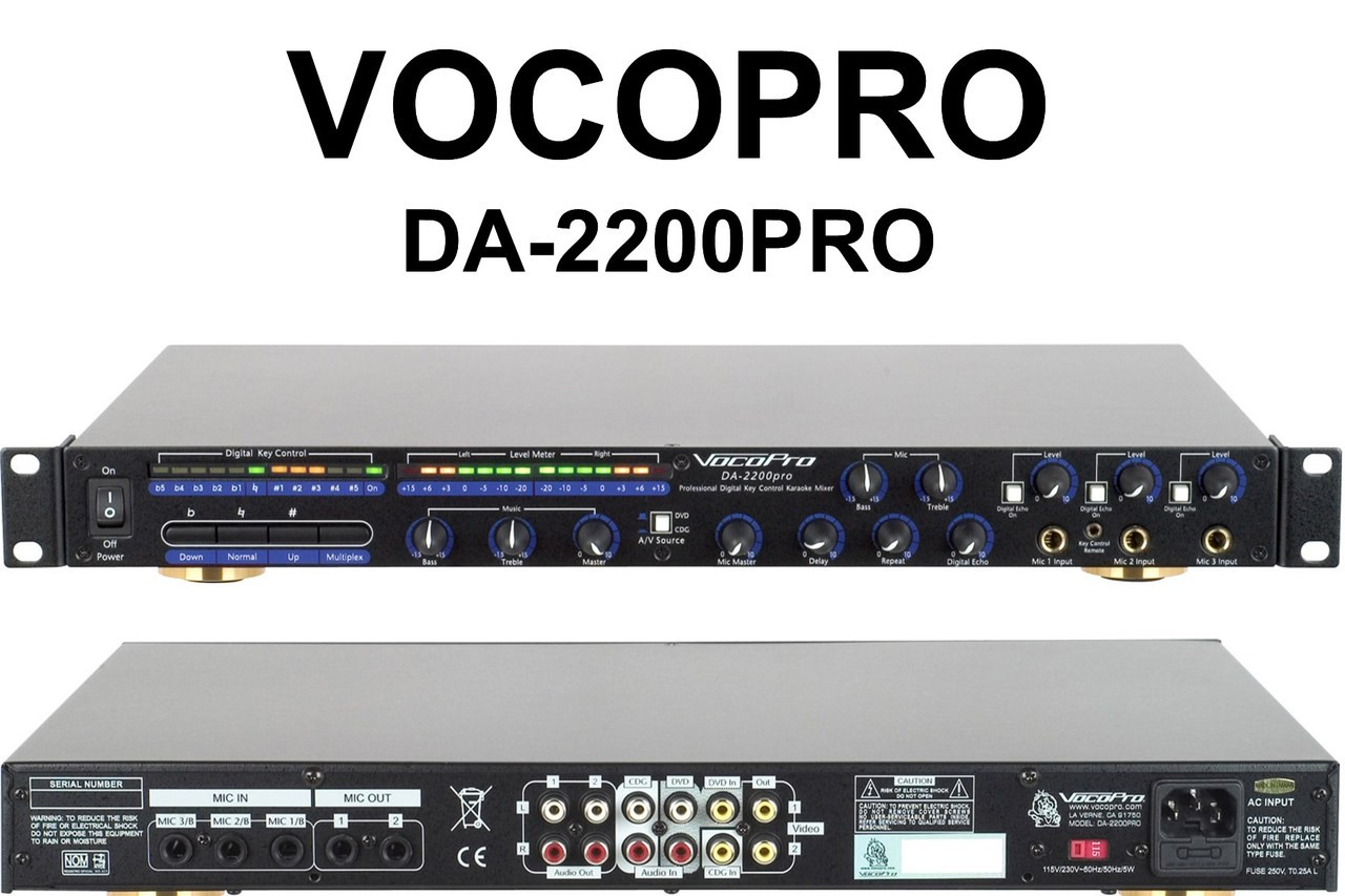 VOCOPRO DA-2200PRO Vocal Enhancer with Digital FX Karaoke Key Changer Mixer