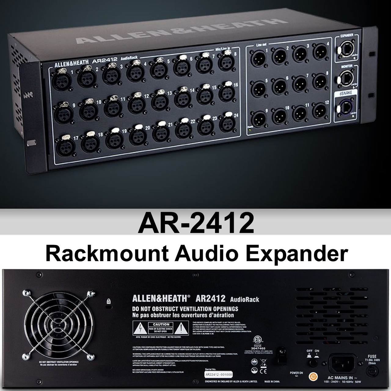 ALLEN & HEATH AR-2412 Digital Rackmount Expansion Audio Interface ...
